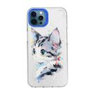 For iPhone 12 Pro Max Cartoon Animal Graffiti PC + TPU Phone Case(White Face Cat) - 1