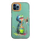 For iPhone 12 Pro Max Cartoon Animal Graffiti PC + TPU Phone Case(Blue Cat) - 1