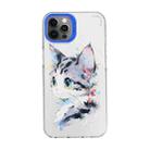 For iPhone 12 Pro Cartoon Animal Graffiti PC + TPU Phone Case(White Face Cat) - 1