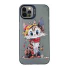 For iPhone 12 Pro Cartoon Animal Graffiti PC + TPU Phone Case(Calico Cat) - 1