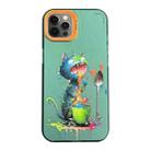 For iPhone 12 Pro Cartoon Animal Graffiti PC + TPU Phone Case(Blue Cat) - 1