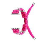 For Apple Watch Ultra 2 49mm Chrysanthemum Beads Paracord Braided Watch Band(Rose Red) - 1
