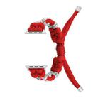 For Apple Watch 42mm Chrysanthemum Beads Paracord Braided Watch Band(Red) - 1