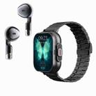 D8 2.01 inch 2 in 1 Bluetooth Earphone Steel Band Smart Watch, Support Health Monitoring / NFC(Black) - 1