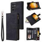 For Samsung Galaxy S24 Ultra 5G Multifunctional Frosted Zipper Wallet Leather Phone Case(Black) - 1