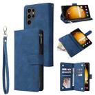 For Samsung Galaxy S24 Ultra 5G Multifunctional Frosted Zipper Wallet Leather Phone Case(Blue) - 1