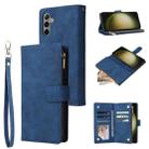 For Samsung Galaxy S24+ 5G Multifunctional Frosted Zipper Wallet Leather Phone Case(Blue) - 1