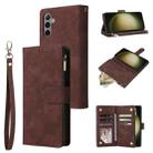 For Samsung Galaxy S24+ 5G Multifunctional Frosted Zipper Wallet Leather Phone Case(Coffee) - 1