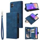 For Samsung Galaxy A05 Multifunctional Frosted Zipper Wallet Leather Phone Case(Blue) - 1