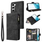 For Samsung Galaxy S23 5G Multifunctional Frosted Zipper Wallet Leather Phone Case(Black) - 1