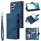 For Samsung Galaxy S23 5G Multifunctional Frosted Zipper Wallet Leather Phone Case(Blue) - 1