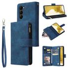 For Samsung Galaxy S23+ 5G Multifunctional Frosted Zipper Wallet Leather Phone Case(Blue) - 1