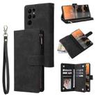 For Samsung Galaxy S23 Ultra 5G Multifunctional Frosted Zipper Wallet Leather Phone Case(Black) - 1