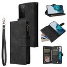 For Samsung Galaxy S21 Ultra 5G Multifunctional Frosted Zipper Wallet Leather Phone Case(Black) - 1