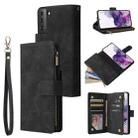 For Samsung Galaxy S21+ 5G Multifunctional Frosted Zipper Wallet Leather Phone Case(Black) - 1