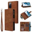 For Samsung Galaxy S20 FE 5G Multifunctional Frosted Zipper Wallet Leather Phone Case(Brown) - 1