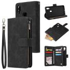 For Samsung Galaxy A10s Multifunctional Frosted Zipper Wallet Leather Phone Case(Black) - 1