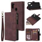 For Samsung Galaxy A11 EU Multifunctional Frosted Zipper Wallet Leather Phone Case(Coffee) - 1
