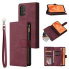 For Samsung Galaxy A32 5G Multifunctional Frosted Zipper Wallet Leather Phone Case(Wine Red) - 1