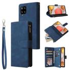 For Samsung Galaxy A42 5G Multifunctional Frosted Zipper Wallet Leather Phone Case(Blue) - 1