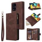 For Samsung Galaxy A52 5G Multifunctional Frosted Zipper Wallet Leather Phone Case(Coffee) - 1