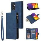 For Samsung Galaxy A82 5G Multifunctional Frosted Zipper Wallet Leather Phone Case(Blue) - 1