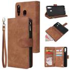 For Samsung Galaxy M30 / A40s Multifunctional Frosted Zipper Wallet Leather Phone Case(Brown) - 1