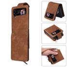 For Samsung Galaxy Z Flip4 Multifunctional Frosted Zipper Wallet Leather Phone Case(Brown) - 1