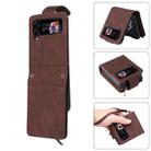 For Samsung Galaxy Z Flip4 Multifunctional Frosted Zipper Wallet Leather Phone Case(Coffee) - 1