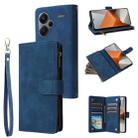 For Xiaomi Redmi Note 13 Pro+ Multifunctional Frosted Zipper Wallet Leather Phone Case(Blue) - 1