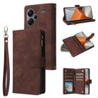 For Xiaomi Redmi Note 13 Pro+ Multifunctional Frosted Zipper Wallet Leather Phone Case(Coffee) - 1