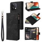 For Xiaomi Redmi Note 13 5G Multifunctional Frosted Zipper Wallet Leather Phone Case(Black) - 1