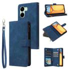 For Xiaomi Redmi 13C 4G Global Multifunctional Frosted Zipper Wallet Leather Phone Case(Blue) - 1