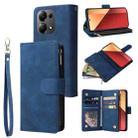 For Xiaomi Redmi Note 13 Pro 4G Multifunctional Frosted Zipper Wallet Leather Phone Case(Blue) - 1