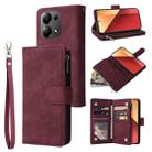 For Xiaomi Redmi Note 13 Pro 4G Multifunctional Frosted Zipper Wallet Leather Phone Case(Wine Red) - 1