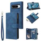 For Google Pixel 8a Multifunctional Multi-Card Wallet Phone Leather Case(Blue) - 1