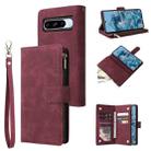 For Google Pixel 8a Multifunctional Multi-Card Wallet Phone Leather Case(Wine Red) - 1