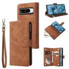 For Google Pixel 8a Multifunctional Multi-Card Wallet Phone Leather Case(Brown) - 1
