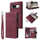 For Google Pixel 8 Multifunctional Multi-Card Wallet Phone Leather Case(Wine Red) - 1