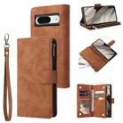 For Google Pixel 8 Multifunctional Multi-Card Wallet Phone Leather Case(Brown) - 1