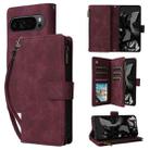 For Google Pixel 9 Pro Multifunctional Multi-Card Wallet Phone Leather Case(Wine Red) - 1