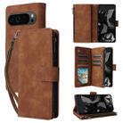 For Google Pixel 9 Pro Multifunctional Multi-Card Wallet Phone Leather Case(Brown) - 1