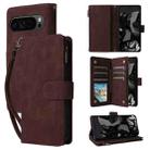 For Google Pixel 9 Pro Multifunctional Multi-Card Wallet Phone Leather Case(Coffee) - 1