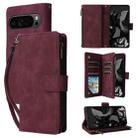 For Google Pixel 10 Pro XL Multifunctional Multi-Card Wallet Phone Leather Case(Wine Red) - 1