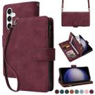 For Samsung Galaxy S23 FE 5G Crossbody Multi-card Slot Wallet Zipper Leather Phone Case(Wine Red) - 1