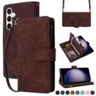 For Samsung Galaxy S23 FE 5G Crossbody Multi-card Slot Wallet Zipper Leather Phone Case(Coffee) - 1