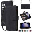For Samsung Galaxy S23 FE 5G Crossbody Multi-card Slot Wallet Zipper Leather Phone Case(Black) - 1
