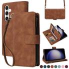 For Samsung Galaxy S23 FE 5G Crossbody Multi-card Slot Wallet Zipper Leather Phone Case(Brown) - 1