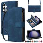 For Samsung Galaxy S23 FE 5G Crossbody Multi-card Slot Wallet Zipper Leather Phone Case(Dark Blue) - 1