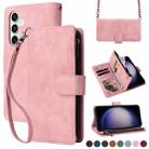 For Samsung Galaxy S23 FE 5G Crossbody Multi-card Slot Wallet Zipper Leather Phone Case(Pink) - 1